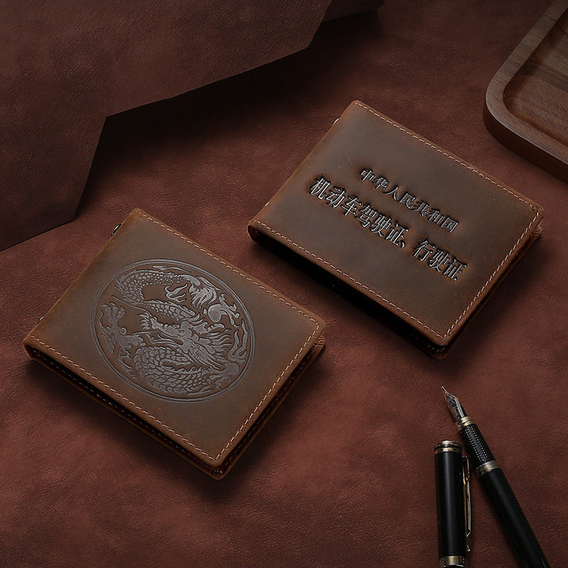 Crazy Mapleather Driver's License Bag Retro Cow Leather Driver's License Protective Sheath Leather Men Documents Bag Walking License Leather Jacket Card Bag-Taobao