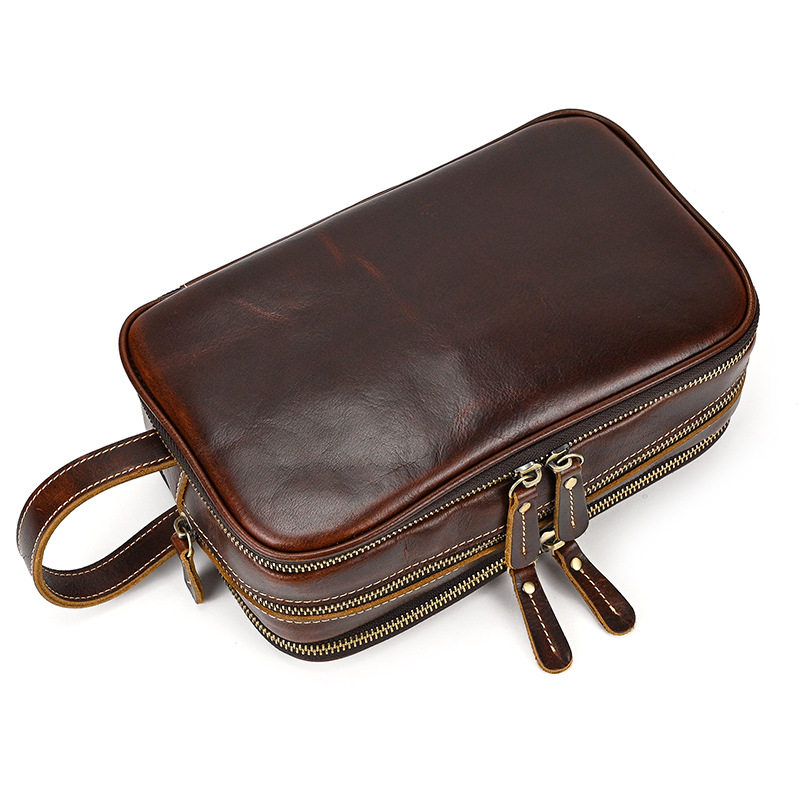 Crazy Mapleather New Wash Bag Large Capacity Genuine Leather Travel Cosmetic containing Bull Leather Retro Hand bag Hand