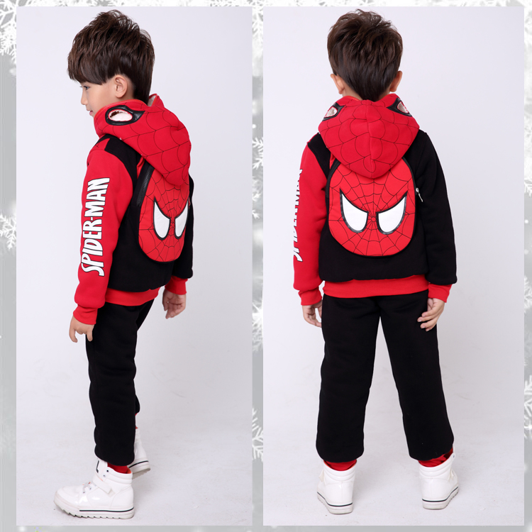 Mới 3 Người nhện 5 Trẻ em Mặc 6 Bé 7 Mặc mùa đông 8 Plus Nhung 9 Bộ đồ dày cho trẻ em Bộ đồ hai mảnh 10 tuổi shop quần áo trẻ em