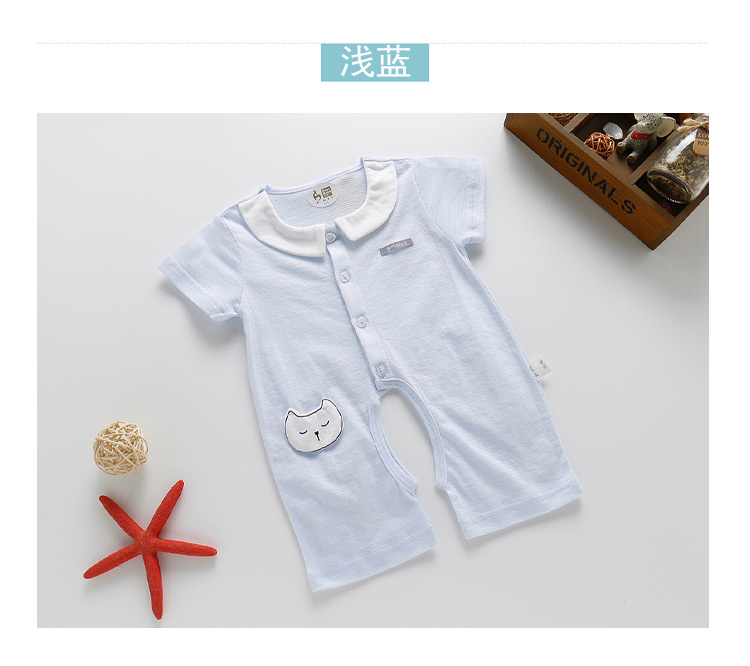 Đẹp trai hươu mùa hè sơ sinh quần áo cotton nửa tay ngắn tay quần áo bé trẻ em jumpsuit phần mỏng hafu mùa hè ăn mặc