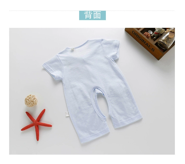 Đẹp trai hươu mùa hè sơ sinh quần áo cotton nửa tay ngắn tay quần áo bé trẻ em jumpsuit phần mỏng hafu mùa hè ăn mặc