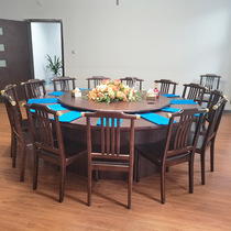 New Chinese Hotel Electric Round Table Simple Solid Wood Dining Room Dining Table Dining Table And Chairs Restaurant 15 People Hotpot Table