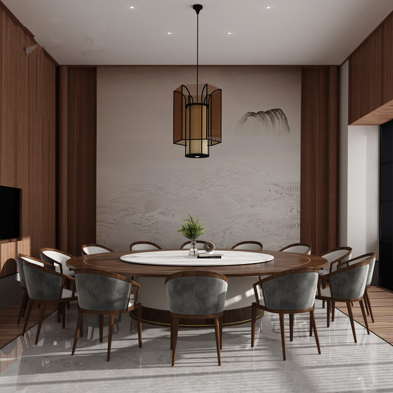 New Chinese-style electric dining table and chair combination light luxury design dining room household dining table and chairs Italian-style multi-functional hotel table and chairs