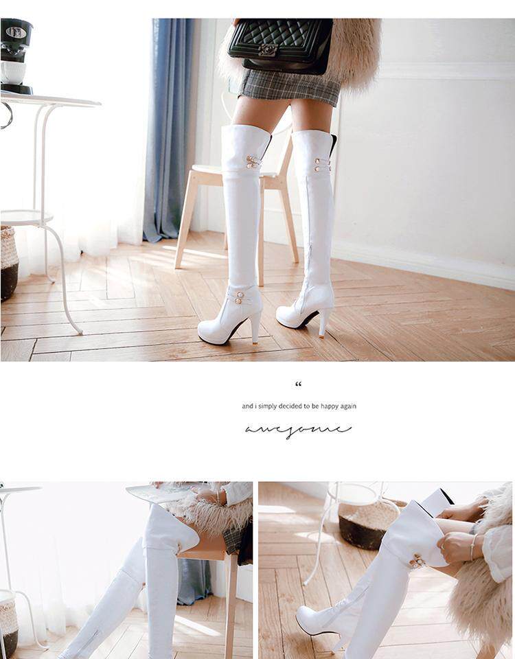Сапоги 2023秋冬新款高跟骑士靴甜美粗跟过膝靴防水台高筒靴女超长筒靴子 Hung on the Yun