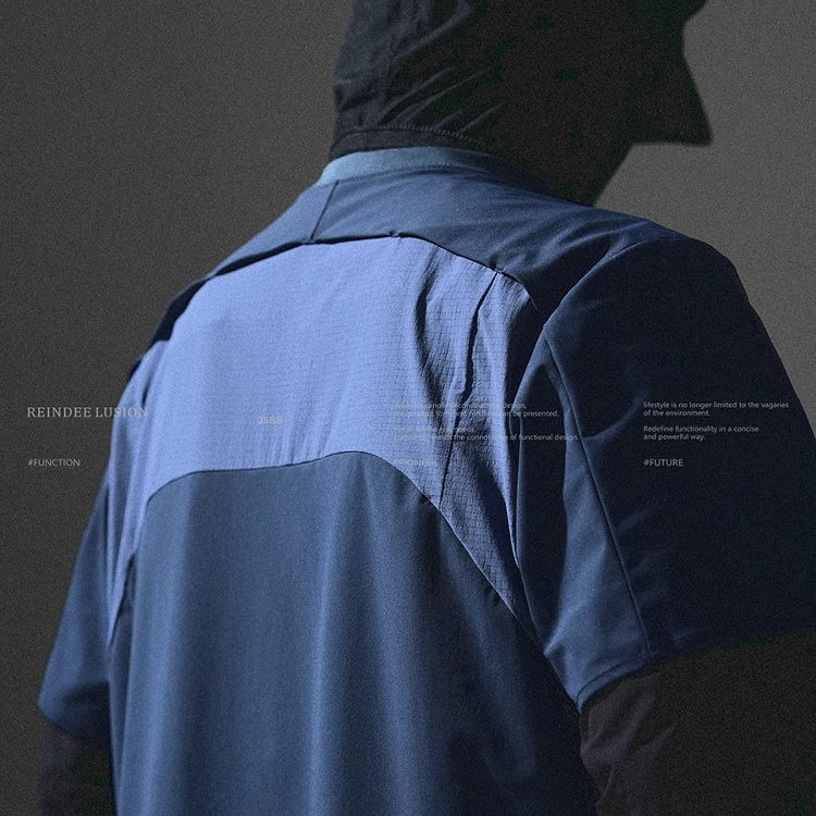 Rl |   Reindee Lusion Structured Zipper Bag Outdoor Functional Cool Quick-Drying Men's Short-Sleeved T-Shirt