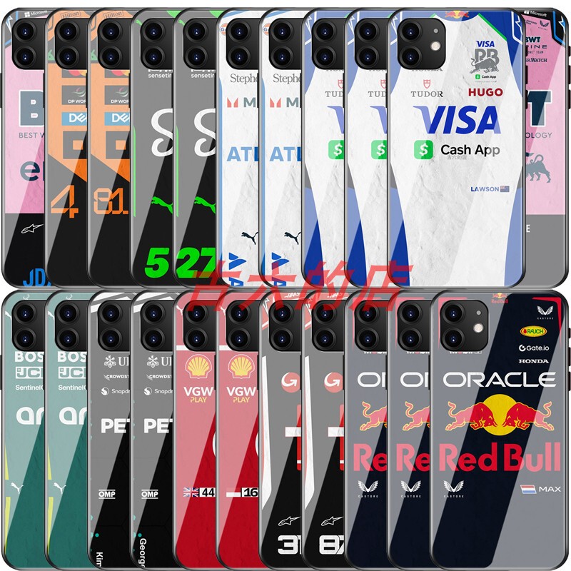 2025 New F1 Championship Team Racing Uniform Phone Case Suitable for iPhone 16 Pro, Apple 15, Red Bull 14, Mclaren 13, Verstappen 12, Ferrari 11, Hamilton