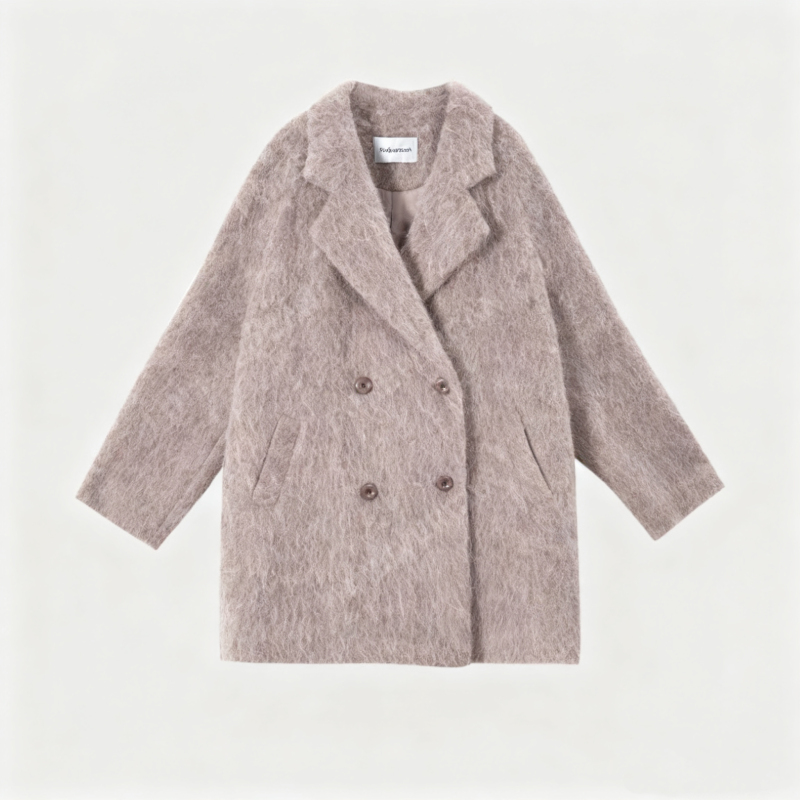 Duo Mo Square Peruvian Suri Alpaca Wool Classic Wool Coat
