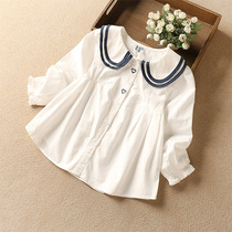 Girls shirt doll shirt Korean autumn long sleeve foreign style autumn dress lapel children little girl cotton harbor style shirt