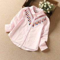 Girl shirt long sleeve thin foreign style children female spring cotton retro sunscreen little girl baby princess top