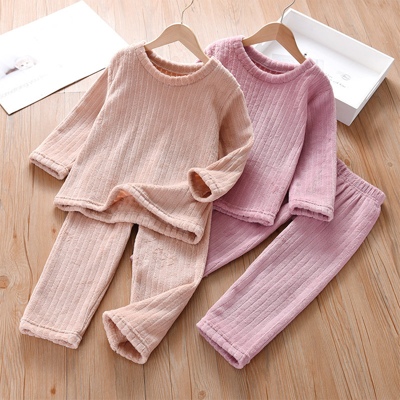 Girl Glint Pyjamas 2021 Children Woman Baby Girl Little Girl Autumn Winter Thickened Flannel Winter Suit Home Clothes
