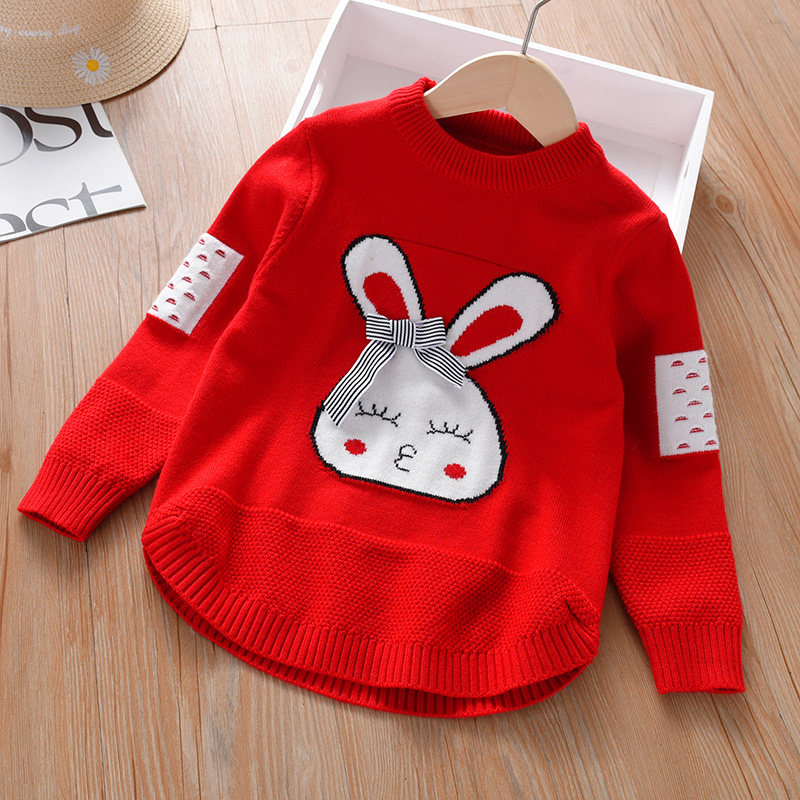 Girls' sweater winter 2021 autumn and winter new thickening bottoming children's girls baby middle and small children's knitting Western style fashion