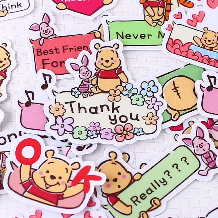 Cute hand account homemade transparent paper bag cute cartoon decoration tool Winnie the Pooh dialogue bubble 46