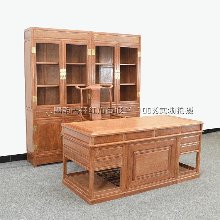 Mahogany bookcase large fruit red sandalwood surface combination bookcase display bookshelf storage locker rosewood office bookcase
