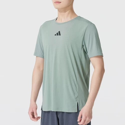 Adidas, летний дышащий спортивный костюм, футболка с коротким рукавом для отдыха, для бега