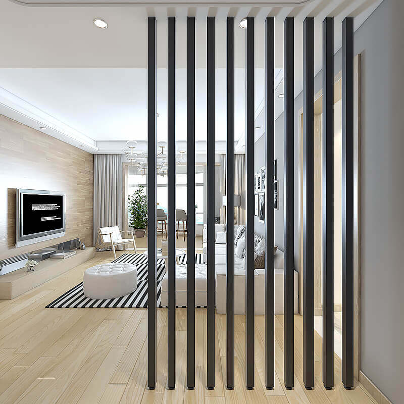 Wrought iron stainless steel square through screen partition wall column grille decoration living room entrance office small apartment free of punching