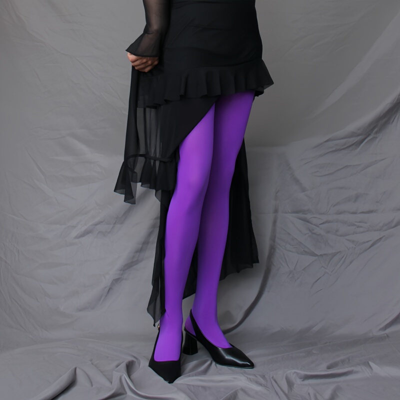 Snow Blue Lavender Purple Stockings Bright Purple Blue-Purple Spring and Autumn Style Pantyhose High-Elastic Velvet Leggings