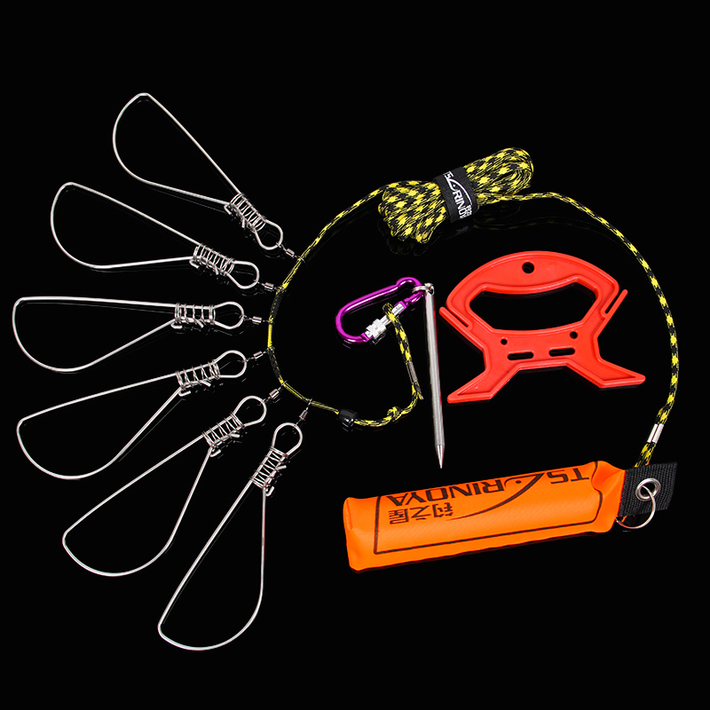 Fishing House Lock Fish Cingulum Buoyancy Rod Ground Insert Stainless Steel Fish Buckle Fish Lock 6 Buckled Live Fish Buckle Fishing lock fisher