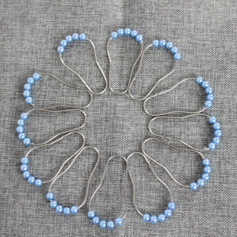 New art hanging ring Decorative hook Blue ball shower curtain ring Bathroom stainless steel ring Metal curtain live buckle ring