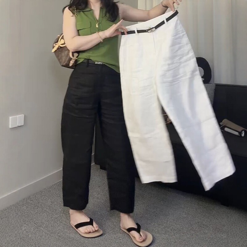 Tencel Linen Wide-Leg Pants for Women, Summer Thin Style, 2026 New Model, Plus Size, Slimming, Cropped Straight-Leg Casual Pants Tencel Linen Wide-Leg Pants for Women, Summer Thin Style, 2026 New Model, Plus Size, Slimming, Cropped Straight-Leg Casual Pants