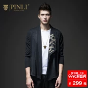 PINLI 品 立 2018 mùa xuân nam cardigan đan áo len thêu áo khoác S181110249