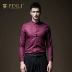 PINLI Pinli Mùa xuân Nam mới Slim Fit Cổ áo vuông sọc dài tay áo Top B183313543 - Áo Áo