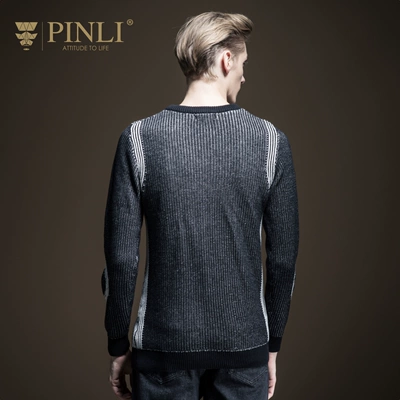 PINLI Pinli xuân mới nam cotton mỏng cổ tròn áo len áo len thủy triều B193210082 - Hàng dệt kim