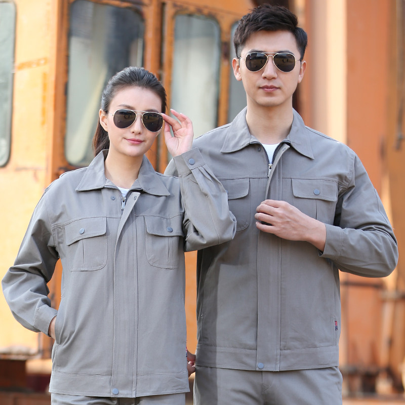 Spring and autumn cotton work clothes suit men's custom long-sleeved wear-resistant double-layer cotton labor protection clothing Welder anti-scalding work clothes