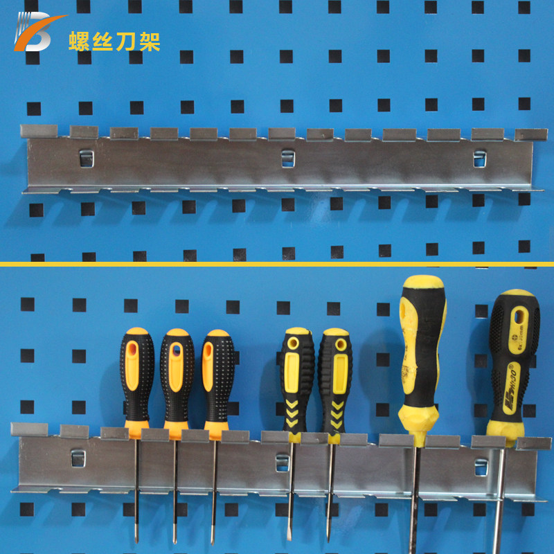 Screwdriver shelf hook double oblique single miter saw with electric drill bit hole square hole hanging board tool wall tool hanger