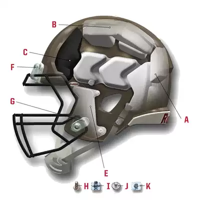 American football helmet accessories safety helmet lining air cushion antibacterial cloth cushion Riddell safety helmet airbag accessories