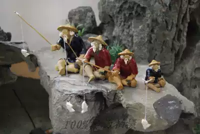 Barefoot Jiang Taigong fishing rockery bonsai ceramic decoration fish tank Aquarium landscaping accessories absorbent stone miniature accessories