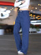 Micro-flare cleanfit French blue jeans men's American high street all-match straight pants loose casual wide-leg trousers