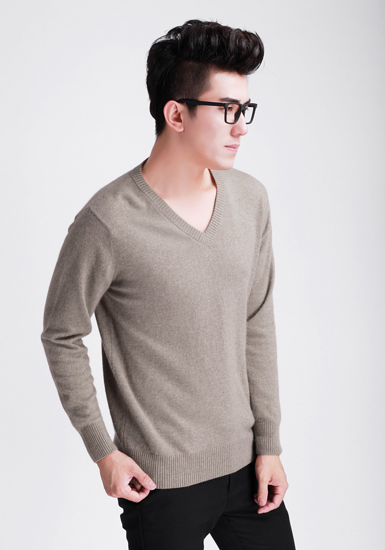 Mùa thu và mùa đông áo len cổ chữ V cho nam áo len cashmere đầu rắn màu lỏng lẻo chạm đáy áo len rộng kích thước dày áo len nam áo khoác nam cao cấp