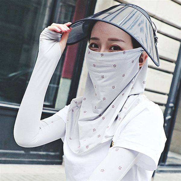 Mùa hè băng lụa chống nắng mặt nạ nữ khăn trùm đầu thoáng khí bảo vệ cổ UV bảo vệ mặt cưỡi mặt nạ đầy đủ - Kerchief / Earflap khăn bịt mặt ninja