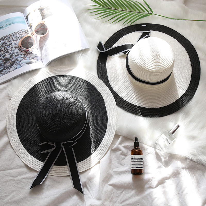 Beach Visor hat for women Maldives summer Bow sunscreen Sun Straw Hat Travel big brim Beach Visor hat