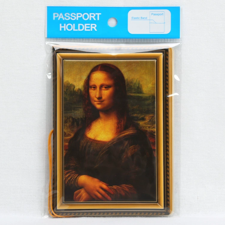 Nụ cười của Mona Lisa Cá tính sáng tạo Túi hộ chiếu cổ điển Lady Card ID