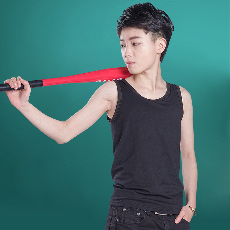 Mr T chest les vest summer long version ultra-flat wear thin section large size busty small sports cos flat chest handsome t