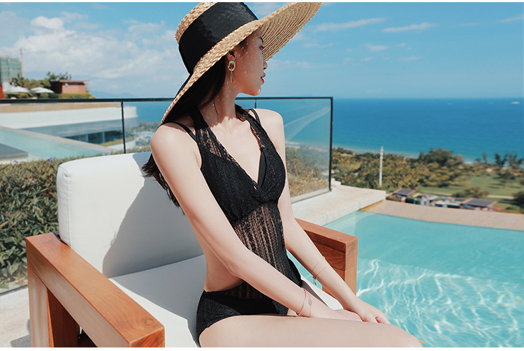 Áo tắm nữ hot hot 2018 thời trang mới thon gọn gợi cảm chói mắt đính ren đen mùa đông - Bộ đồ bơi One Piece 	áo tắm liền thân cao cấp