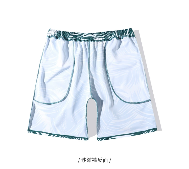 Quần đi biển cho các cặp đôi nam giới đi biển nhanh khô có thể ra mắt năm điểm quần short góc phẳng mẫu spa quần rộng - Quần bãi biển 	quần đi biển bé trai