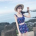 Yi Meishan áo tắm nữ bảo thủ chia hai mảnh ngực nhỏ tụ tập eo cao bằng phẳng che bụng giảm béo tắm nước nóng mùa xuân - Bộ đồ bơi hai mảnh Bộ đồ bơi hai mảnh