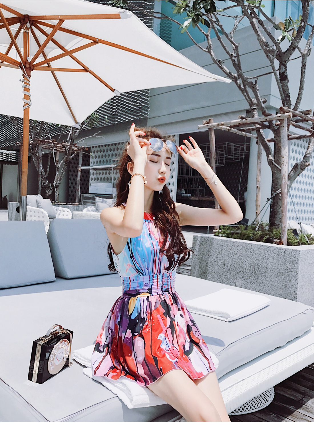 Áo tắm nữ giảm béo kiểu váy bụng khí chất đơn giản Hàn Quốc retro sức sống cô gái sinh viên bảo thủ áo tắm - Bộ đồ bơi One Piece bộ đồ bơi nữ liền thân