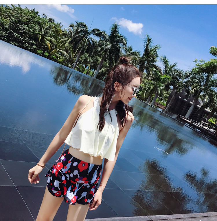 Áo tắm nữ phong cách Hàn Quốc nữ sinh viên nhỏ nhắn gợi cảm hở lưng là áo tắm hai mảnh mỏng manh - Bộ đồ bơi hai mảnh 	bikini 2 mảnh màu xanh