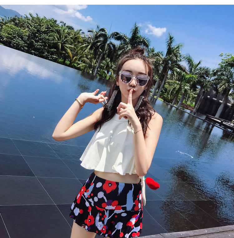 Áo tắm nữ phong cách Hàn Quốc nữ sinh viên nhỏ nhắn gợi cảm hở lưng là áo tắm hai mảnh mỏng manh - Bộ đồ bơi hai mảnh 	bikini 2 mảnh màu xanh