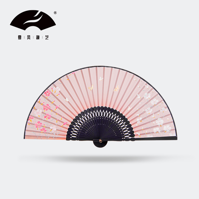 Summer wind and autumn art Chinese style ancient style retro national tide hollowed out swallow fan portable folding ancient costume Hanfu folding fan