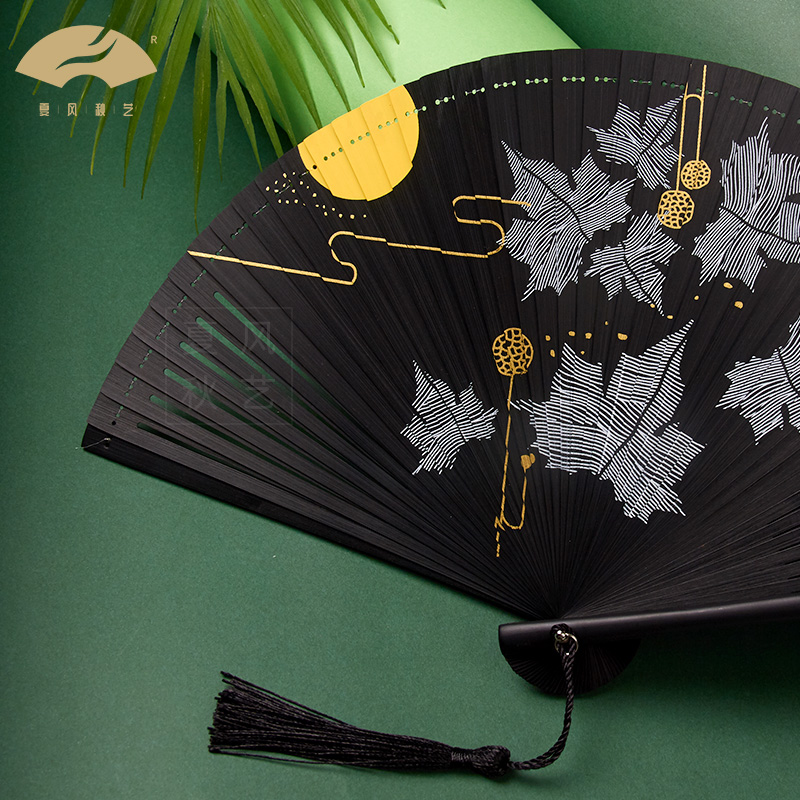 Summer style autumn art 5 inch Chinese style classical retro Japanese hollow face plum blossom full bamboo fan Hanfu folding fan