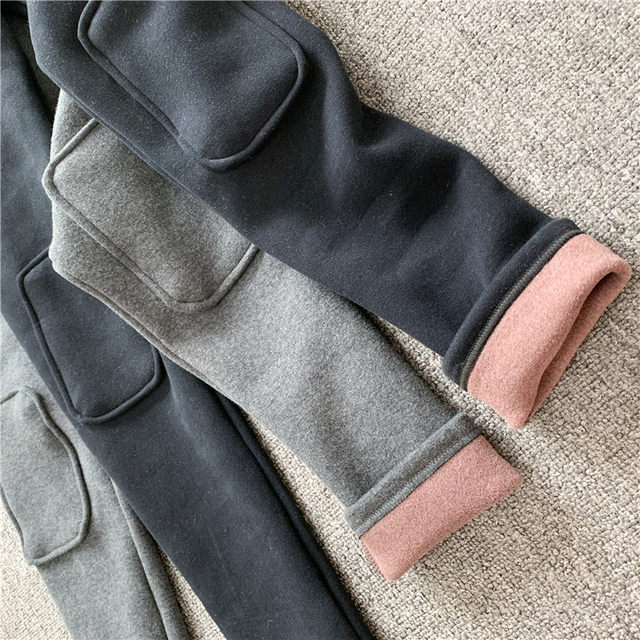 2024 Spring and Autumn Korean version Dongdaemun high quality brushed thickened thin cotton knee patch patch leggings for women