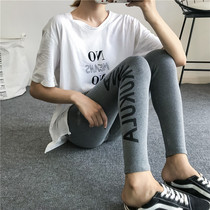 Autumn new Korean Dongdaemun AM big letter students Black letter printed cotton elastic slim leggings women