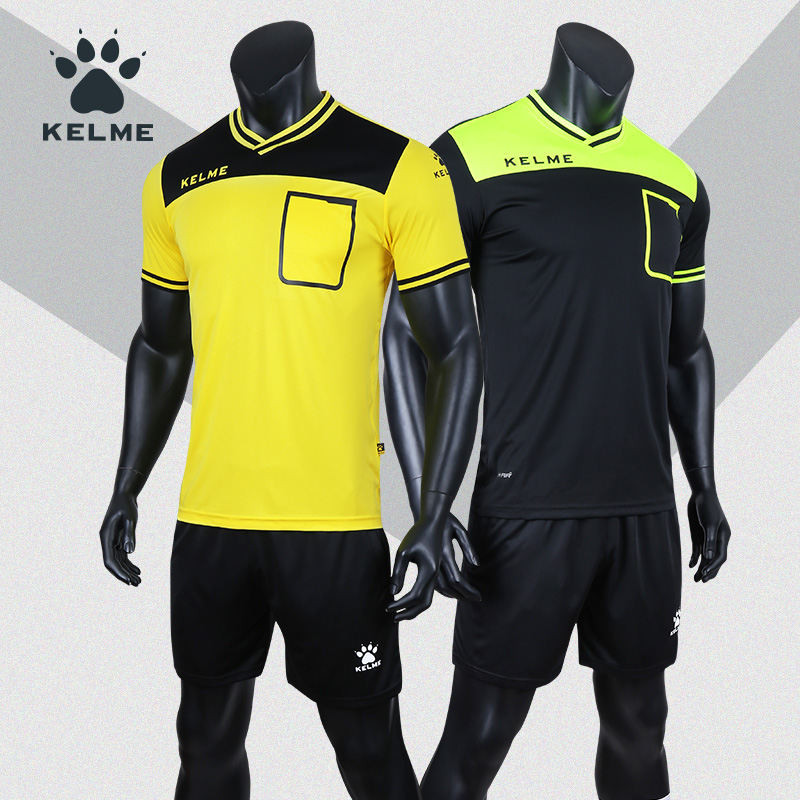 kelme kaley football referee suit short sleeve male suction perspiration professional match referee jersey kit