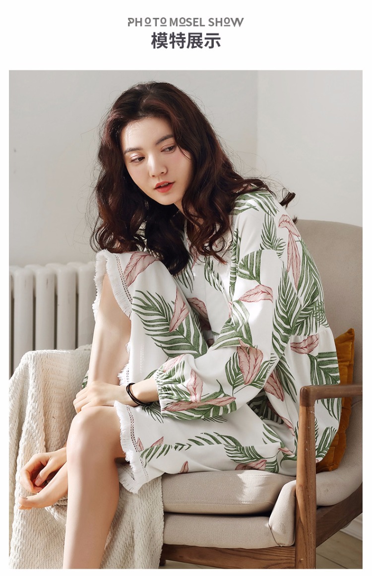 Nedia 2018 Bộ đồ ngủ Hàn Quốc Váy ngủ nữ mùa thu Cotton cao cổ tươi thời trang Hoa dài tay Dịch vụ nhà mùa hè váy đầm dễ thương