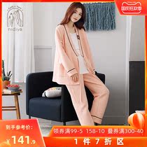 Nidia autumn cotton air sandwich postpartum lactation clothes pregnant womens pajamas autumn and winter warm robe 3 sets