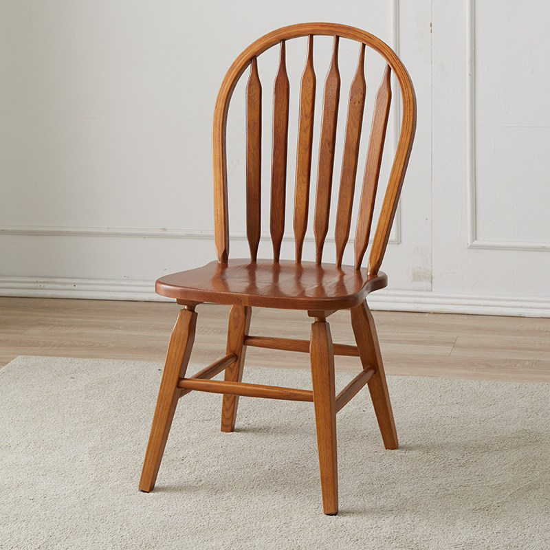 Solid wood dining chair home American leisure wooden chair back chair Windsor chair European cafe retro sword back chair